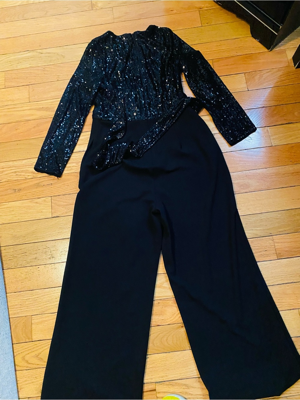 Eliza J Black Sequin Wide-Leg Jumpsuit